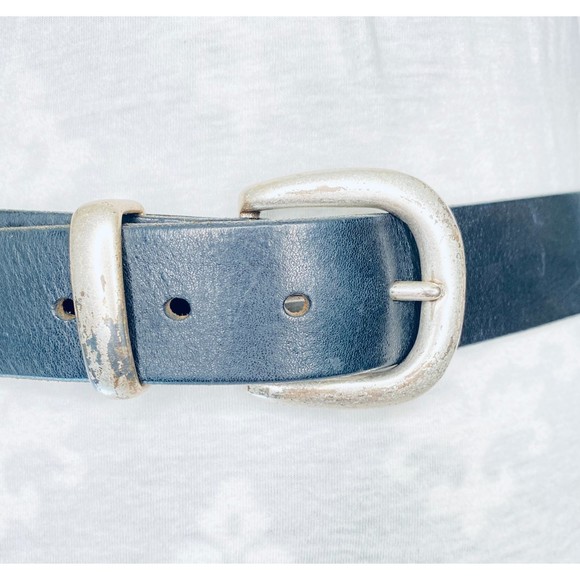 Gap Vintage Leather Belt Distressed Black Metal Loop Size 36 - Picture 6 of 11